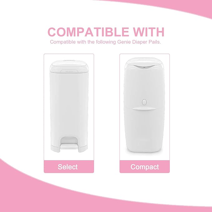 Standard Square Refills Disposal Bags Refill Compatible with Genie Diaper Compact, Select Pails (Not Fit Classic Version Pails), Hold Up to 270 Newborn-Sized Diapers Per Refill,6 Pack