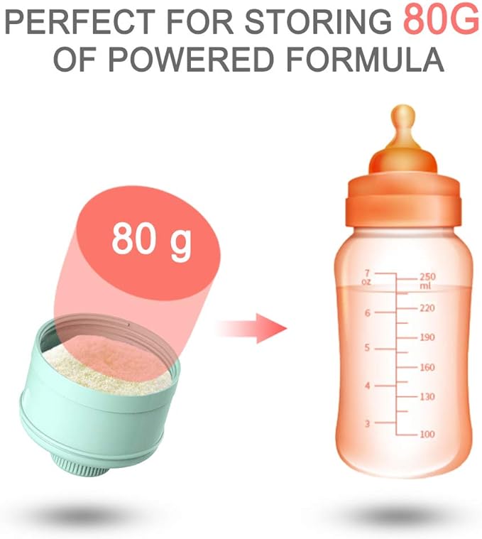 Baby Milk Powder Formula Dispenser,Large Capacity，Non-Spill Twist-Lock Stackable Milk Powder Formula Container and Snack Storage for Travel,Powder Leakage Free,BPA Free,3 Compartment，GREEN