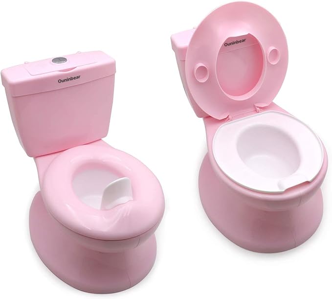 HTTMT- Classic Portable Pink Realistic Toddler Potty Training Toilet w/Flushing Sound Baby Chair Seat Kid [P/N: ET-BABY004-PINK]