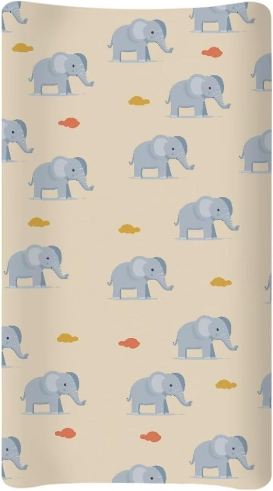 Elephant Changing Pad Cover Waterproof Nursery Pad Change Cover Stretchy Diaper Changing Mat Cover Fit 32"x16" Contoured Pad