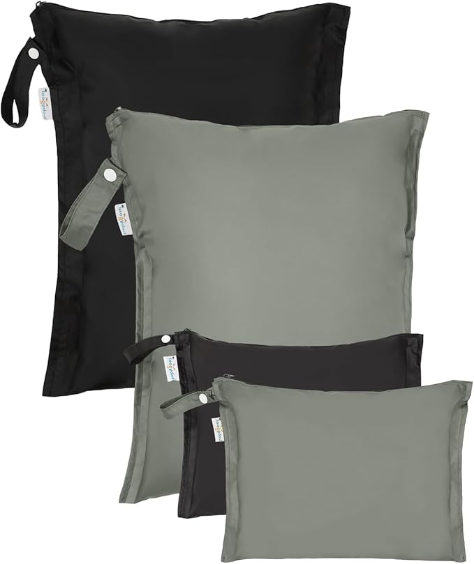 babygoal Wet Dry Bags 4 Pack, Waterproof Reusable Travel Bags for Swimsuits, Baby Cloth Diapers, Beach, Pool, Gym Bag & Wet Clothes