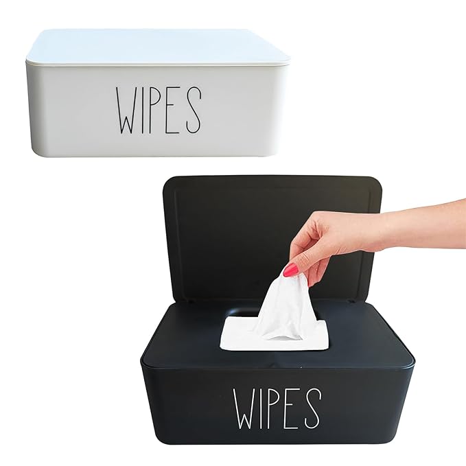 Moorfowl 2 Pack Baby Wipes Dispenser for Bathroom,7.28" L * 4.80" W * 2.75" H, Flushable Wipes Holder Container Sleek Funny Nursery and Baby Registry Essential