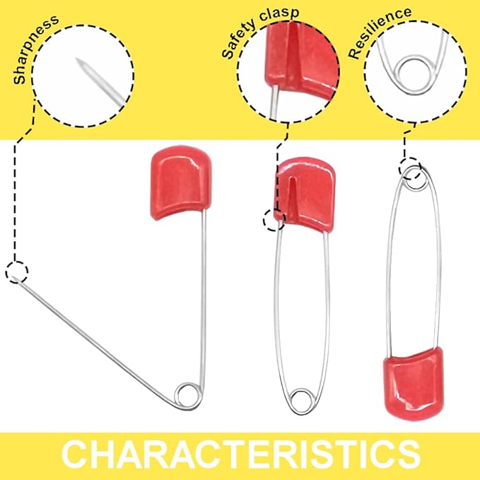 50Pcs 2.2" Plastic Head Nappy Safety Pins