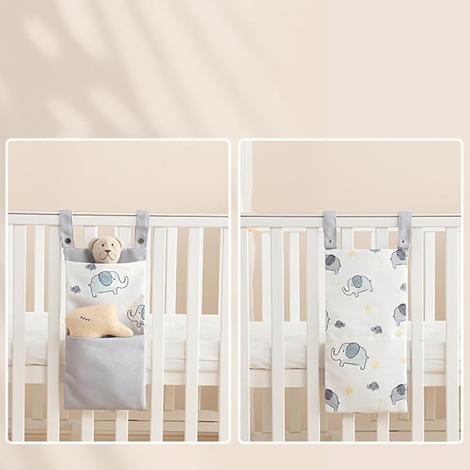 MOMIGO Baby Diaper Caddy Bag Stacker Organize - 2pcs Pockets Nursery Storage Bin for Diapers, Wipes & Toys (Elephant)
