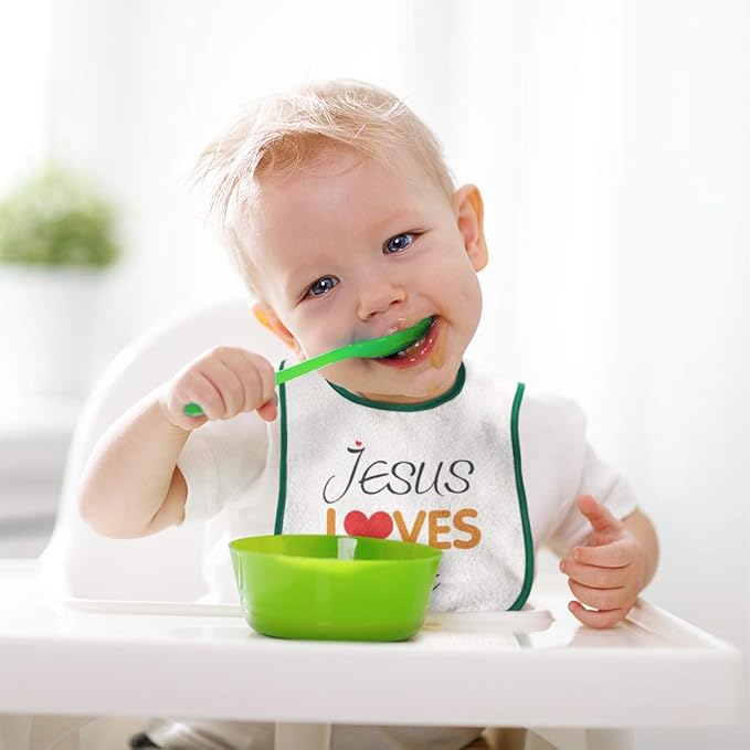 Cute Rascals Toddler & Baby Bibs Burp Cloths Christian Jesus Loves Me Christian God Cotton Baby Items for Baby Girl & Boy White Design Only
