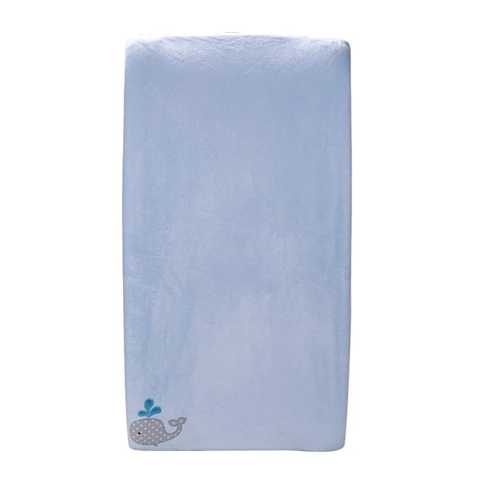 Coral Velvet Nursery Diaper Changing Table Cover Baby Girl Baby Boy Diaper Changing Pad Cover 1PC (Light Blue Whale)
