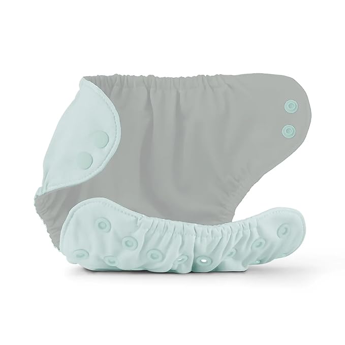 Esembly Cloth Diaper Cover - Reusable Swim Diaper, Waterproof, Breathable - Adjustable Outer Layer Over Absorbent Inner for Blowout Protection - Mist, Size 1 (7-17lbs)