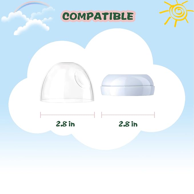 Dome Caps with Nipple Rings Set Compatible for Philips Avent Natural Baby Bottles, Replacements Screw Collars with Dome Lids for Como tomo, Set of 4