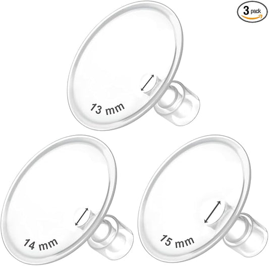 Maymom MyFit Flanges Crater Goldie Pack 13 14 15 mm Compatible with Medela Breast Pumps and Maymom Wide Base and Narrow Base Connectors