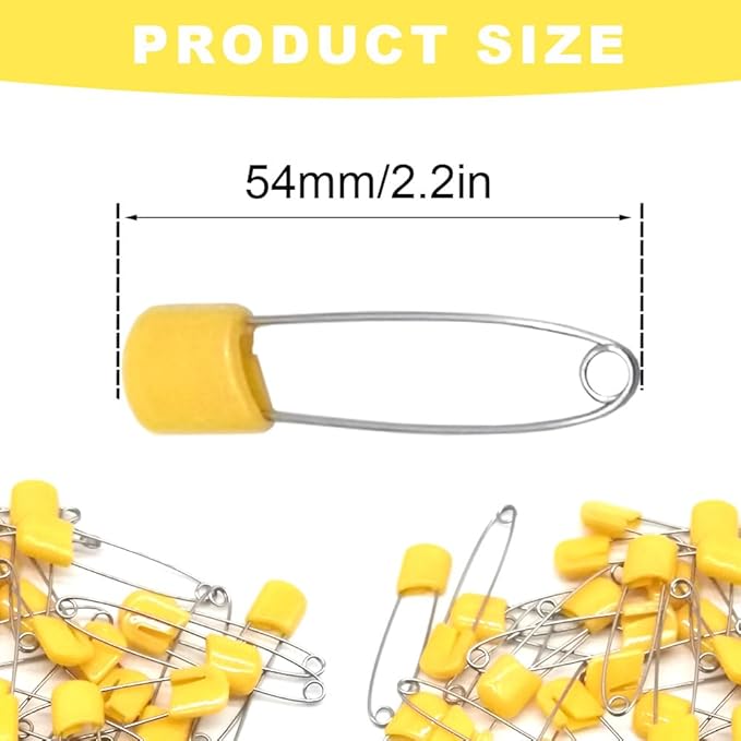 50Pcs 2.2" Plastic Head Safety Pin Nappy Cloth Diaper Safety Pins with Safe Locking Closures (Orange)
