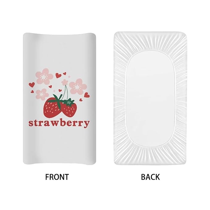 Breathable Diaper Changing Pad Cover for Baby Girls and Boys, Soft Changing Table Sheets 16 * 32 Inches, Strawberry