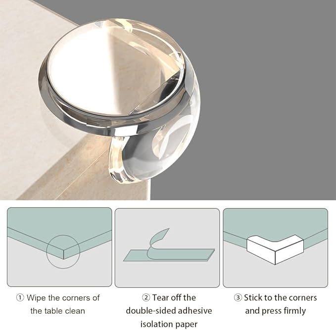 10pcs Corner Protector Baby, Baby Proof Corners and Edges, Clear Table Corner Covers Baby, Corner Guards for Table Edges & Sharp Corners (10pcs Round)