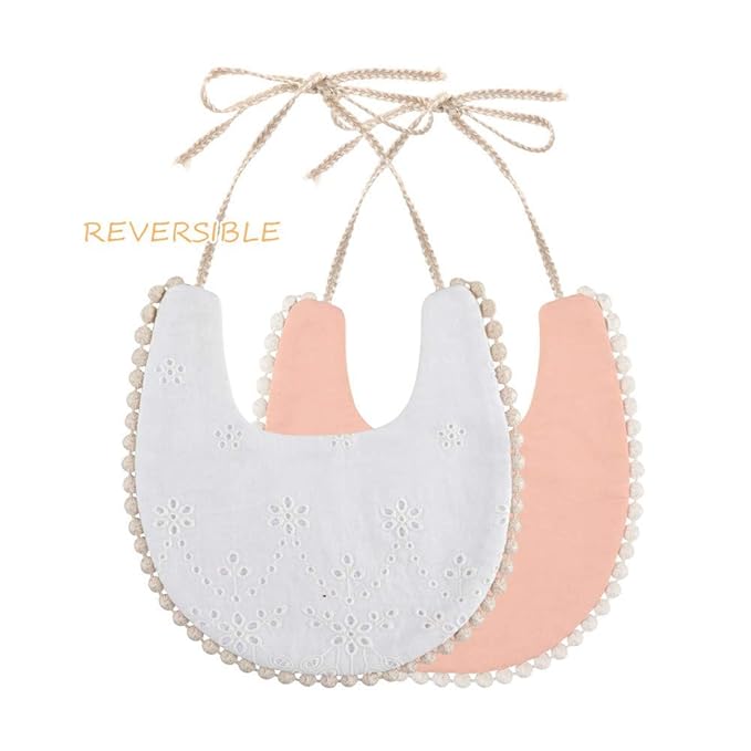 Baby Bib For Girls,Reversible Waterproof Handmade Natural Cotton Baby Drool Bib 0-12 months 4 Pack (floral mult-7, 0-12)