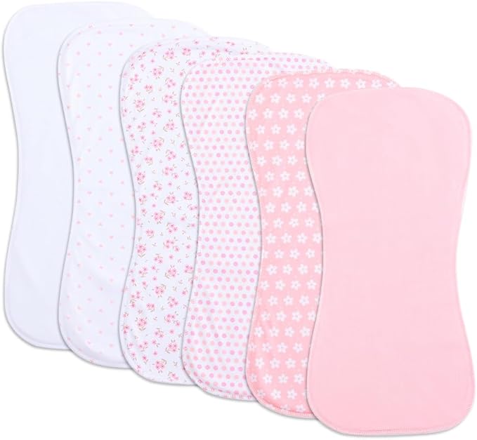 6 Pack Cotton Baby Burp Cloths Extra Absorbent Soft for Baby Boys and Girls