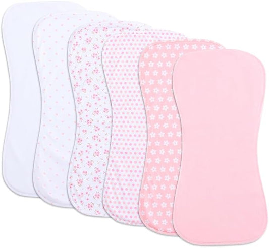 6 Pack Cotton Baby Burp Cloths Extra Absorbent Soft for Baby Boys and Girls