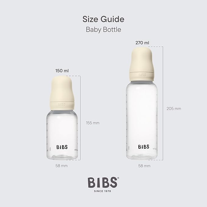 BIBS Baby Bottle 9 oz / 270 ml Natural Rubber Latex Nipple - Anti-Colic, BPA-Free, Round Nipple, Medium Flow, Lightweight & Easy to Clean, Suitable for Newborns 0+ Years - Blush