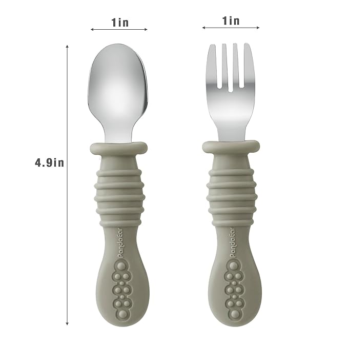 PandaEar Silicone Snack Containers & 6 Pack Toddler Fork and Spoon Utensil