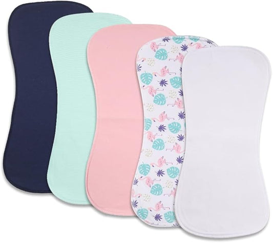 Baby Burp Cloths, Soft Absorbent Towel, Unisex, Easy to Use, 5 Pack (Multi-hln)