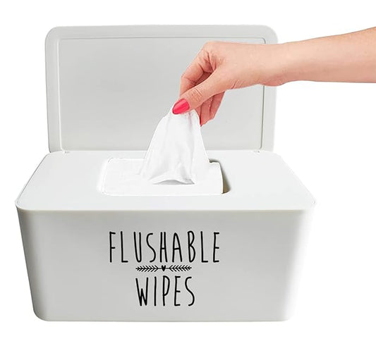 Moorfowl Baby Wipes Dispenser for Bathroom, Upgrade Size(8.2L x 4.9W x 3.9H inches), Flushable Toilet Wipes Holder Container for Restroom