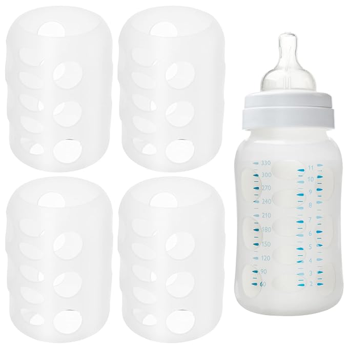 4Pcs Silicone Bottle Covers Nursery Protector Sleeves for Feeding Bottles Durable and Flexible Sleeves for Enhanced Grip and Safety