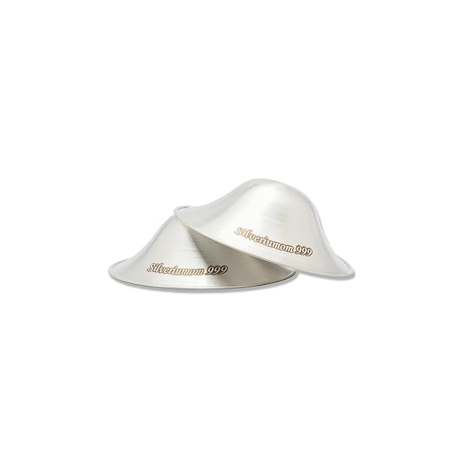 Silveriumom The Original Silver Nursing Cups - Nipple Shields for Nursing Newborn - 100% Pure Silver 999 Silver and Handmade - Nipple Covers Breastfeeding (XL)