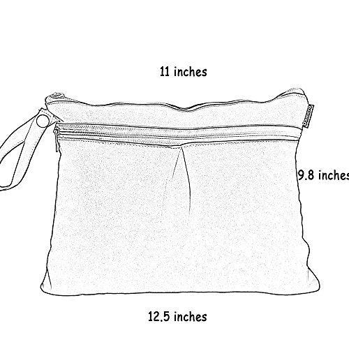 Damero 2Pack Waterproof Wet Bag, Reusable Wet Dry Bag Organizer for Travel, Beach, Diapers, Breast Pump Parts and Wet Swimsuits, Green+Blue