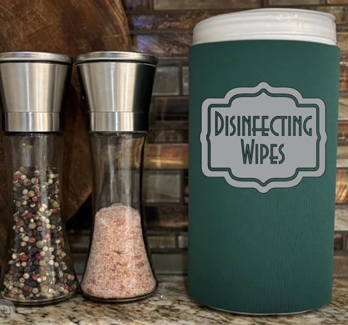 Disinfecting Wipes Cover with Silver Label Modern (Green, Small)