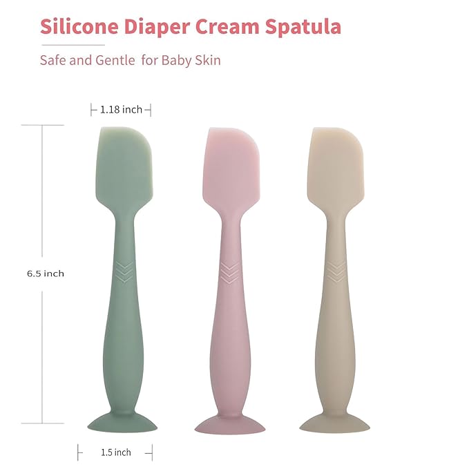 Diaper Cream Spatula Butt Spatula Baby Diaper Spatula, Soft Silicone Butt Paste Spatula Diaper Rash Cream Applicator Diaper Cream Brush with Suction Cup Base