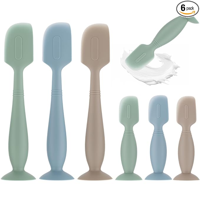 Baby Diaper Cream Spatula,6 Pack Silicone Diaper Cream Applicator Baby Butt Paste Spatula Diaper Cream Brush for Newborn Baby, 1 x Large Size,1 x Small Size (Green&Blue&Khaki)