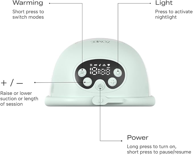 Zomee Mother’s Nature W1 Wearable Breast Pump, Hands-Free & Hospital-Grade, 12 Suction Levels, 4 Modes, Warming Technology, Mimics Baby’s Rhythm, Quiet Portable Design, BPA-Free, 2-Year Warranty