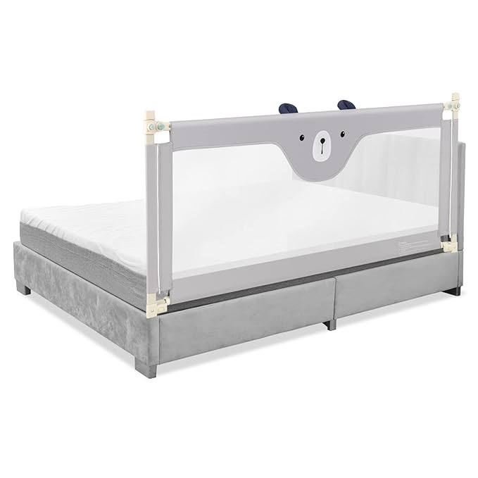 HONEY JOY Bed Rail for Toddlers, 69-in Extra Long, Portable Safety Bed Guardrail w/Double Safety Child Lock, Foldable Baby Bed Rail Guard, Fit King & Queen Full Twin Size Bed Mattress (69 INCH, Gray)