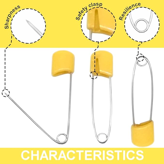 50Pcs 2.2" Plastic Head Safety Pin Nappy Cloth Diaper Safety Pins with Safe Locking Closures (Orange)