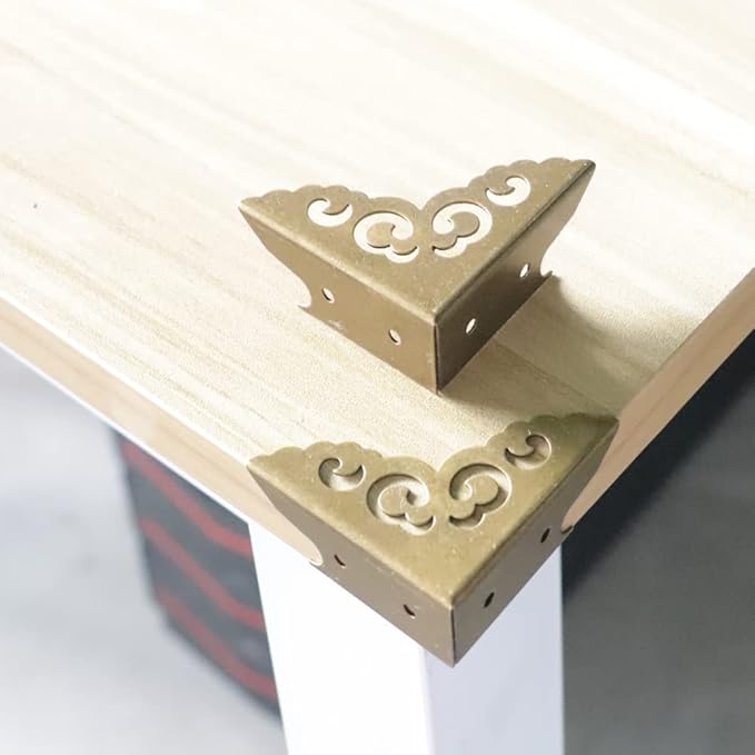 Metal Corner Guard Zinc Alloy Box Corner Protector Decorative Edge Cover Safety Guard Cabinet Furniture Corner Metal Bumpers Pack of 4