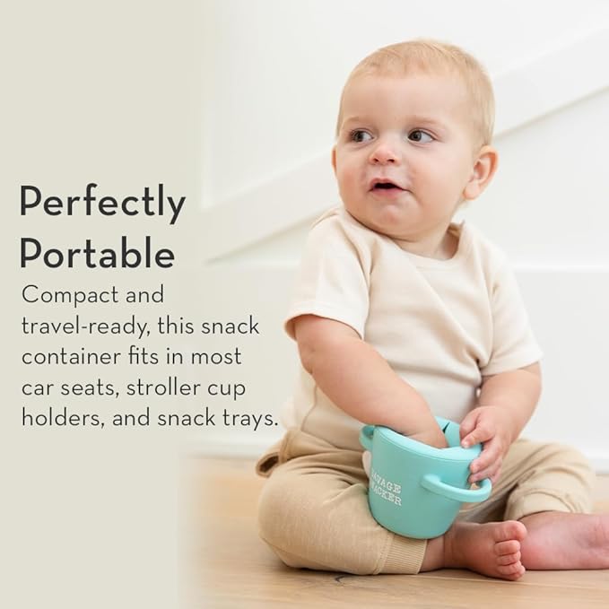 Snack Cups for Toddlers by Bella Tunno, Silicone Spill Proof Food Container with Lid, Babies & Kids 6-12 Months, Love First Bite