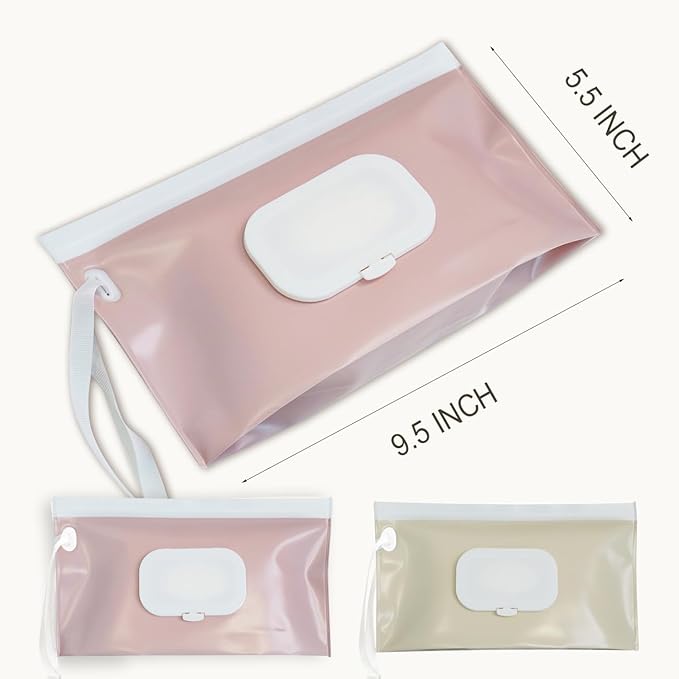 cephira Baby wipes dispenser，portable baby wipes holder for outdoor, Refillable baby wipes container, on the go wet wipe pouch for travel, resuable wipes dispenser for hiking (Nude Pink)