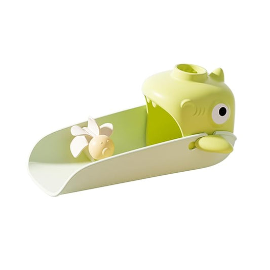 Toddler Faucet Extenders, Three Adjustable Length Settings, Toddler Sink Faucet Extender (Shark ), Splash-Proof Fun Rotating Water Wheel (Kitchen, Bathtub). (Green 1)