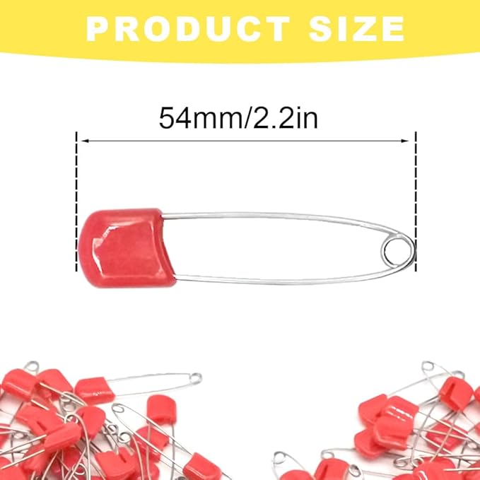 50Pcs 2.2" Plastic Head Nappy Safety Pins