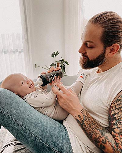 Twistshake Anti-Colic Baby Bottle with Powder Container and Mixer - 260ml | Fast Flow Silicone Breast-Like Nipple | BPA- Free Baby Milk Bottle | Comfort Feeding Experience for Babies | Black