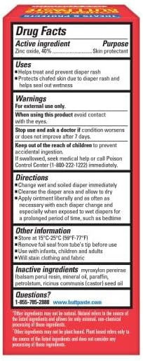 Boudreaux’s Butt Paste Diaper Rash Ointment, Baby Rash Cream Skin Protectant, Fast Relief for Diaper Rash, Soothing Barrier Cream, Maximum Strength, 2 Ounce Tube (Pack of 12)
