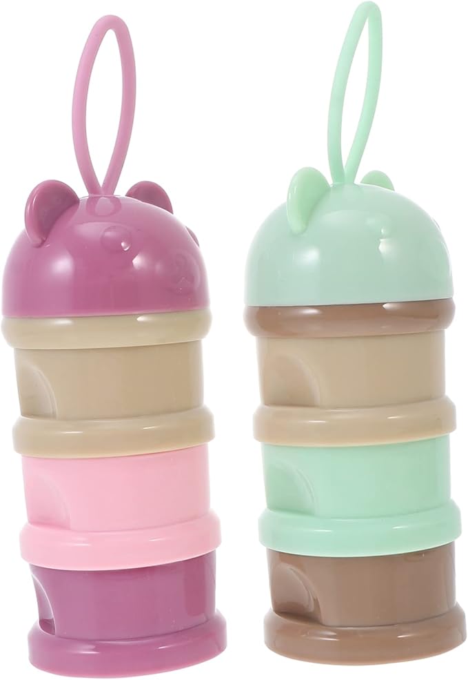 2Pcs Portable Dispenser with Compartments Milk Powder Holder Go Feeding Versatile Food Container for Snacks Food