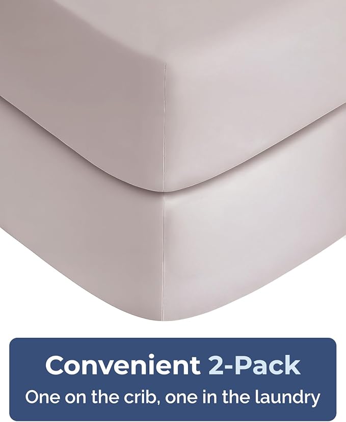 Baby Crib Sheets for Boys & Girls - Pack of 2 Fitted Microfiber Crib Sheets for Standard Crib & Toddler Mattress - Soft, Breathable & Wrinkle Free - Machine Washable, Oeko Tex - 52x28x8in - Stone Grey