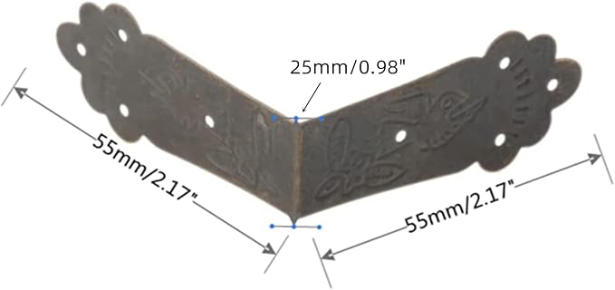 Dophee 4Pcs Vintage Metal Decorative Corner Bracket Corner Protector Guards Edge Cover for Chest Case Box