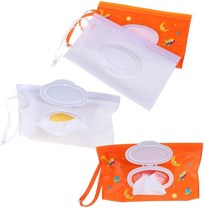 TOPINCN Baby Wipe Dispenser, Portable Wet Wipes Dispenser Holder with Lids for Napkin Nappy Paper Tissue Wipes Contianer Travel Wet Wipe Pouch