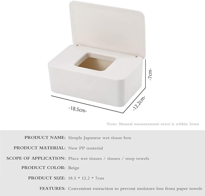 Wipes Dispenser, Baby Wipe Holder Keeps Wipes Fresh, Moontie Tissue Storage Box Case Wet Wipes Dispenser Holder with Lid for Vanity, Desk, Office, Dorm