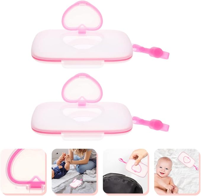 2PCS Container Portable Baby Wipe Dispenser Outdoor Refillable Holder Diaper Wipe Case Storage Box Travel Wipes case,Wipes case,Baby Wipes Dispenser for Travel Home Car Use