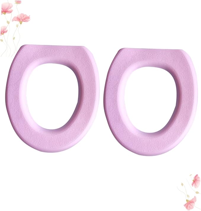 Holibanna 2Pcs Toilet Seat Cover Thicken Eva Mat Practical for Bathroom Soft and Comfortable for Home Use Pink