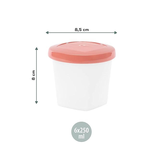 Babymoov Eco-Friendly Baby Food Jars | Set of 6 (8.45oz Each) BPA-Free Storage Containers | Made from Biosourced Sugar Cane | Leakproof Silicone Lids | Microwave, Freezer & Dishwasher Safe