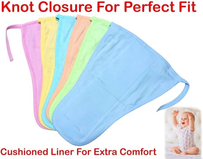 ETHENICINDIAN 10 Baby's Cotton Cloth Diapers/Langot Washable and Reusable Nappies (Multi Colour, 6-12 Months) | Washable Reusable Baby Cloth Diapers (Padded)