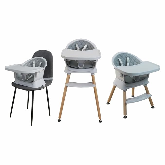 3-in-1 Convertible Wooden High Chair for Babies and Toddlers, Dining Booster Seat, Toddler Chair, Easy to Clean Infant Highchair, Modern Lightweight Design