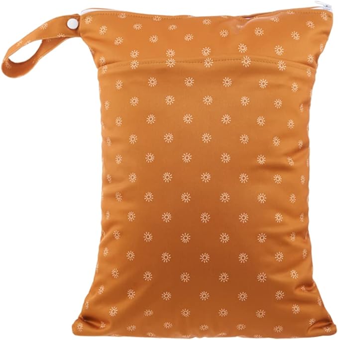 MOMIGO 3 pcs/set Wet Dry Bags for Baby Cloth Diapers - Reusable Washable for Stroller, Diapers, Travel Bags, Gym Bag 11.8 * 15.7 inch (Sun)